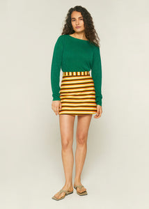 Striped Mafaldine Print Mini Shift Skirt