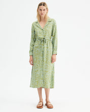 Load image into Gallery viewer, Compania Fantastica Green Wave Print Midi Shirt Dress
