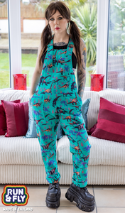 Run And Fly Jade Adventure Dino Stretch Twill Dungarees