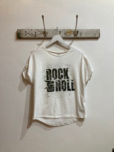 Rock And Roll T-Shirt In White By Pulz Jeans