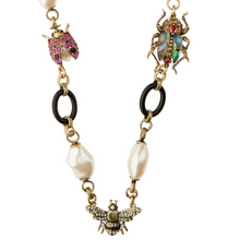 Load image into Gallery viewer, Multi Bug Charm Pearl Necklace Short
