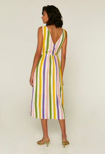Multicoloured Stripe Midi Dress