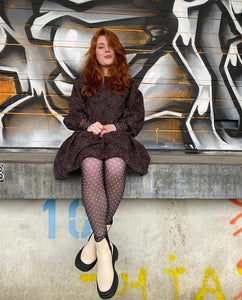 Black Colour Denmark Annie Mesh Leggings in Polka Dots