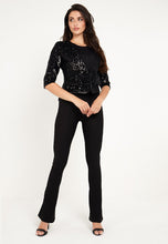 Load image into Gallery viewer, Embellished Sequin Quarter Sleeves Blazer In Black
