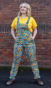 Run And Fly 70’s Floral Stretch Twill Dungarees