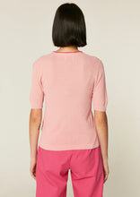 Load image into Gallery viewer, Pink Fine Knit Cardigan With Contrasting Trim

