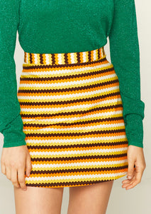Striped Mafaldine Print Mini Shift Skirt