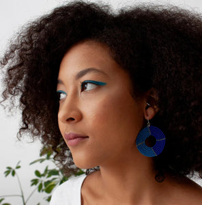 Dusky Blue And Cobalt Ngare Earrings By Bohemia Designs