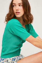 Load image into Gallery viewer, Compania Fantastica Fine Knit Gathered Top in Green
