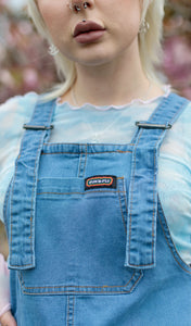 Run And Fly Blue Stone Wash Stretch Denim Dungarees