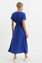 Load image into Gallery viewer, Unity Moss Crepe V Neck Midi Dress Blue
