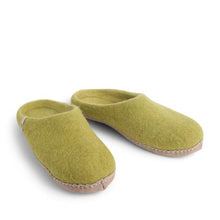 Load image into Gallery viewer, Egos Copenhagen Natural Wool Fair Trade Slippers Lime Green
