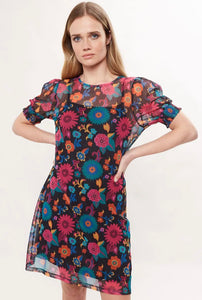 Louche Hettie 70’s Floral Print Mesh Mini Dress