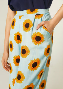 Sunflowers Print Trousers