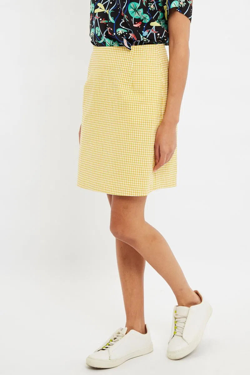 Louche Dylan Gingham Mini Skirt In Yellow