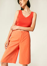 Load image into Gallery viewer, Orange Mid-Rise Twill Bermuda Shorts With Pockets
