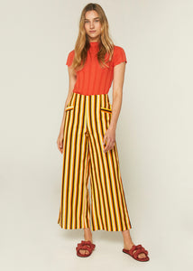 Striped Mafaldine Print Straight Legs Trousers