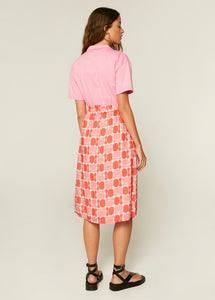 Geometric Floral  Print Flared Midi Skirt