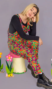 Run And Fly 70’s Floral Stretch Cord Dungarees