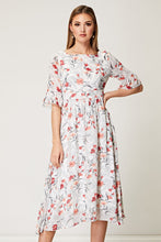 Load image into Gallery viewer, White Floral Midi Babydoll dress
