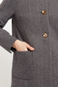 Louche Dryden Herring Bone Faux Fur Collar Jacket