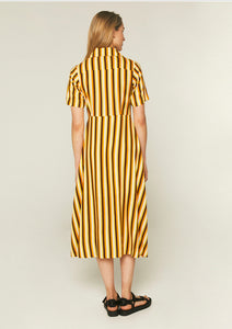 Striped Mafaldine Print Midi Dress