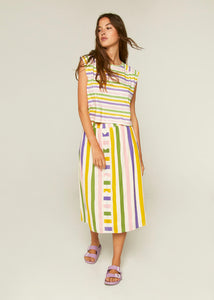 Multicoloured Stripe Midi Skirt