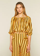 Load image into Gallery viewer, Striped Mafaldine Print Off The Shoulder Crop Top
