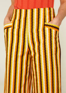Striped Mafaldine Print Straight Legs Trousers