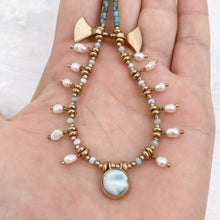 Load image into Gallery viewer, Queen Larimar and Pearl Bead Necklace
