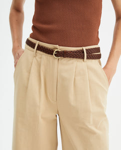 Compania Fantastica Beige Straight Cut Trousers