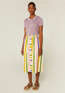 Multicoloured Stripe Midi Skirt