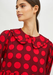 Compania Fantastica Red Polka Dots Shift Dress