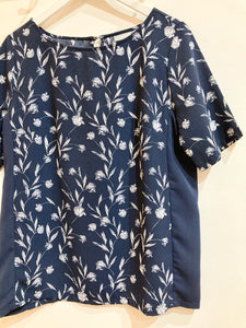Fransa Blue Floral Top With Side Panels