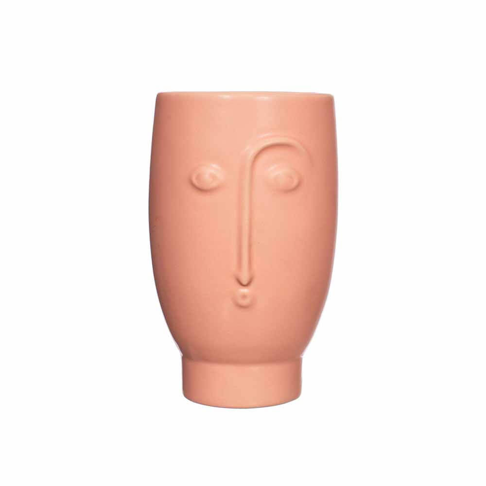 Face Vase Matt Pink