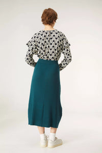 Compania Fantastica Knitted Skirt In Teal