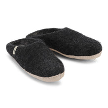 Load image into Gallery viewer, Egos Copenhagen Fair Trade Natural Wool Slippers Black
