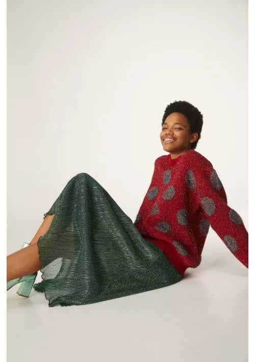 Green and red midi skirt deals