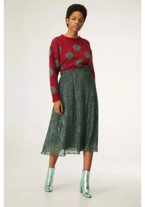 Compania Fantastica Green Midi Skirt With Lurex
