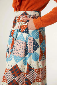 Compania Fantastica Patchwotk Print Midi Skirt