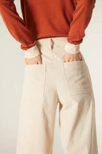 Compania Fantastica Soft Corduroy Wide-Leg Trousers White